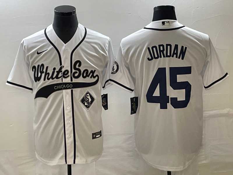 Men%27s Chicago White Sox #45 Michael Jordan White Cool Base Stitched Baseball Jersey